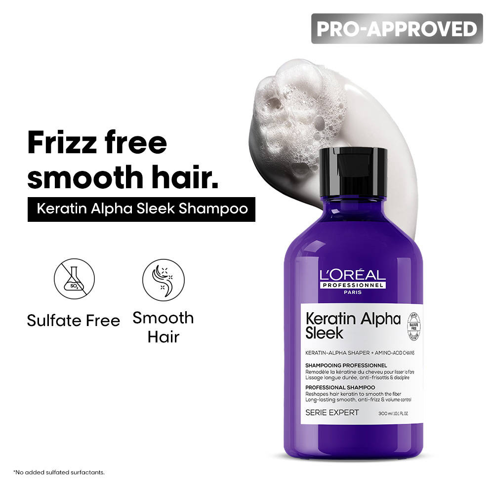 L'Oreal Professionnel Keratin Alpha Sleek Shampoo, Frizz Control and Smoothness for frizzy hair