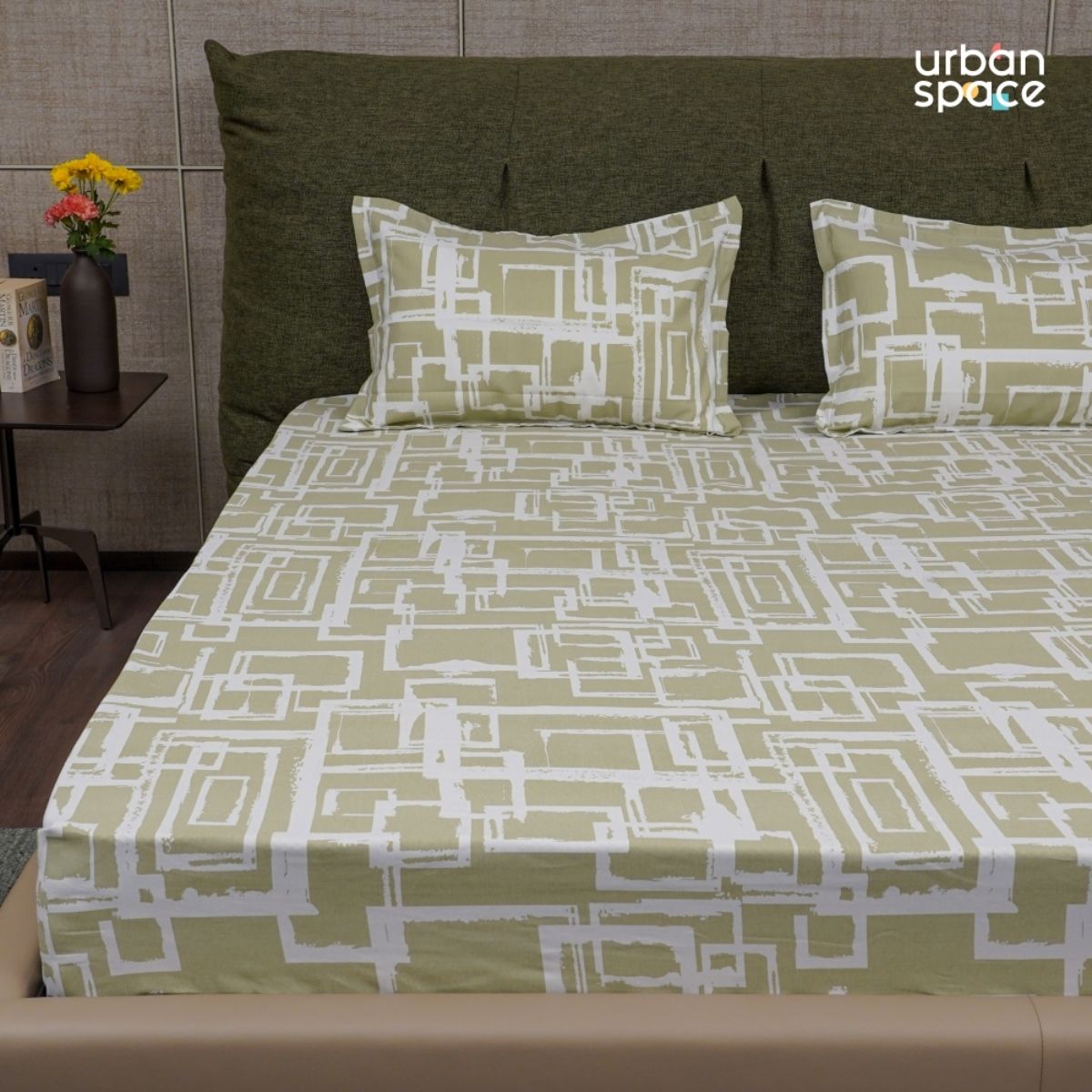 Buy Urban Space Serene 200 Tc Cotton Bedsheets with Pillow Cover Green ...