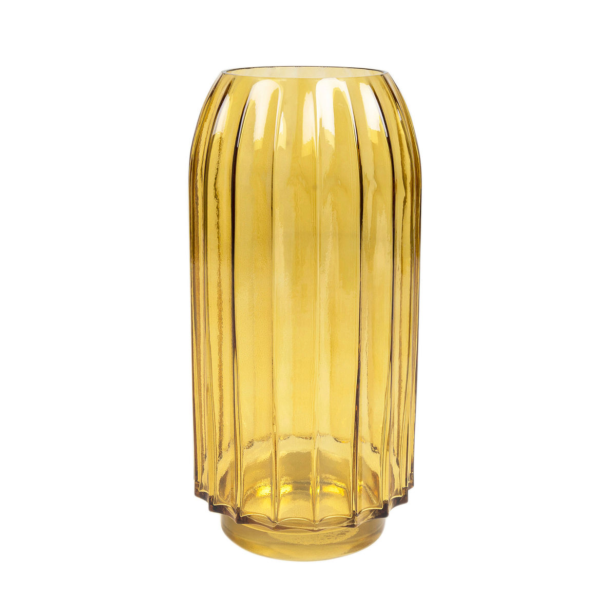 Buy Pure Home + Living Large Golden Ribbed Cylindrical Flower Vase Online