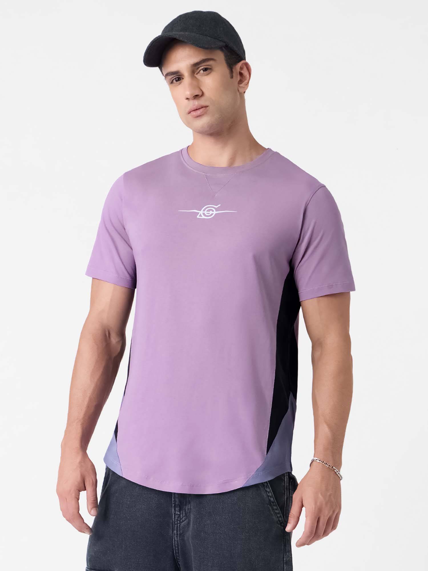 Buy The Souled Store Purple Colorblock Regular Fit T-Shirt Online
