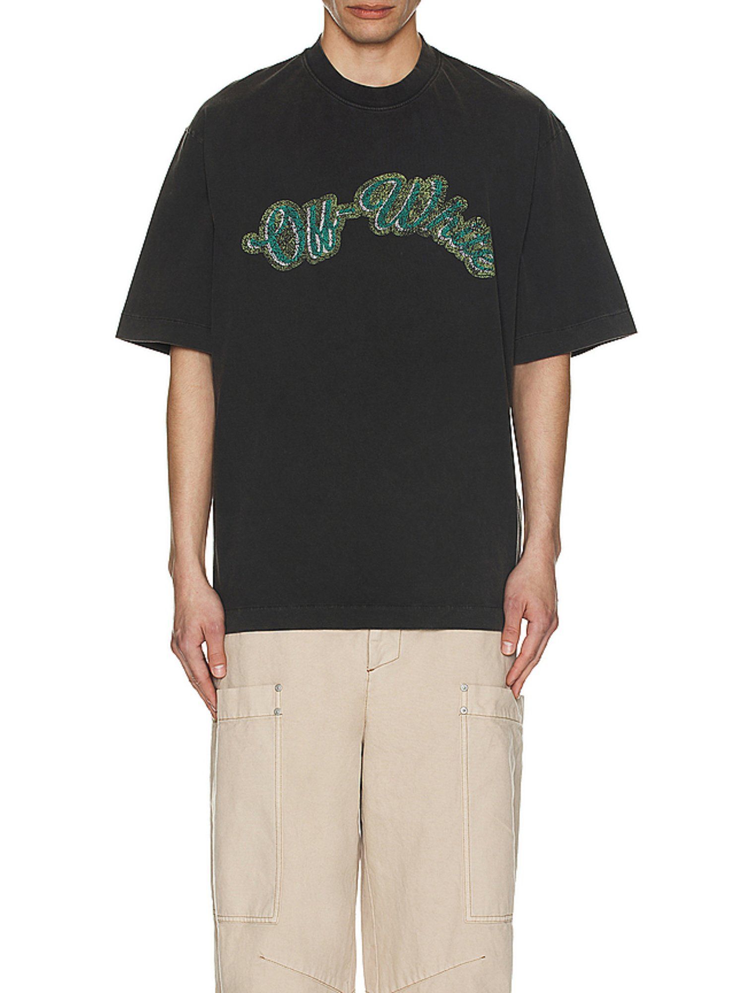 Buy OFF-WHITE Green Bacchus Skate T-shirt Online