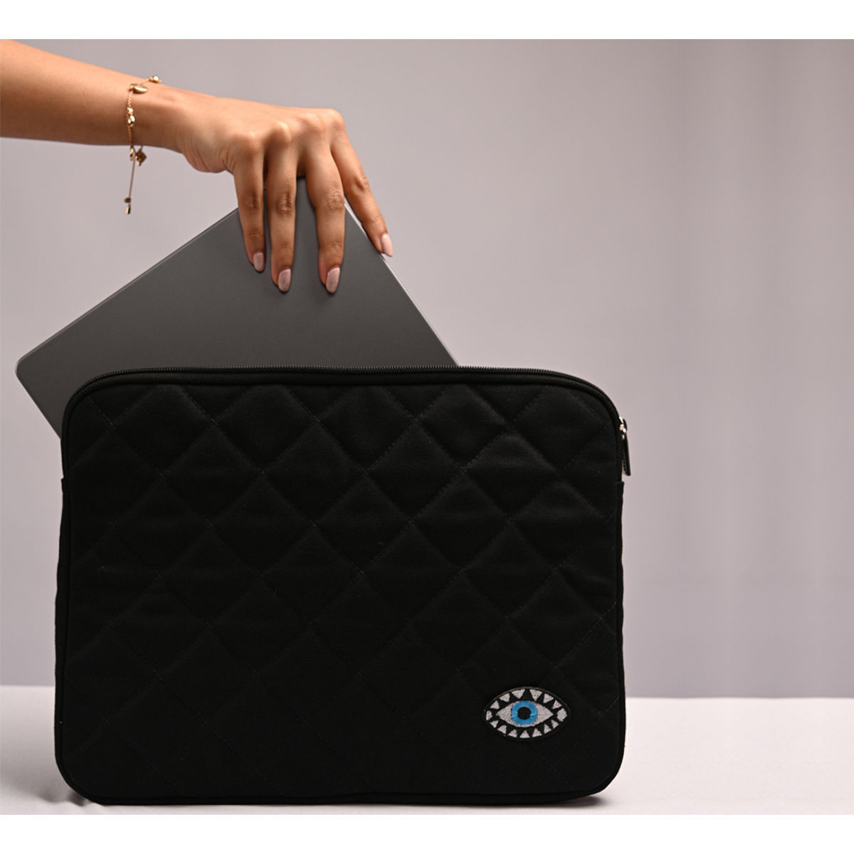 Buy Earth Bags Quilted Evil Eye Laptop Sleeve Black Online