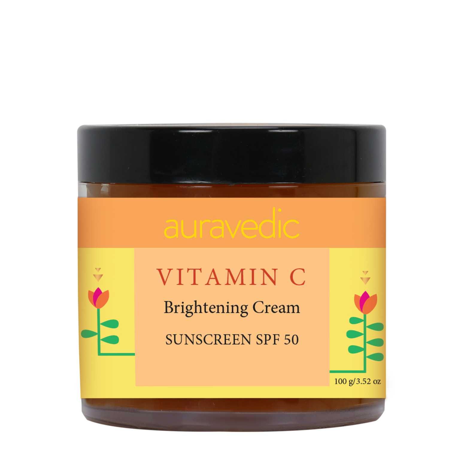 AuraVedic Vitamin C Brightening Cream Sunscreen SPF 50 Vitamin C Face