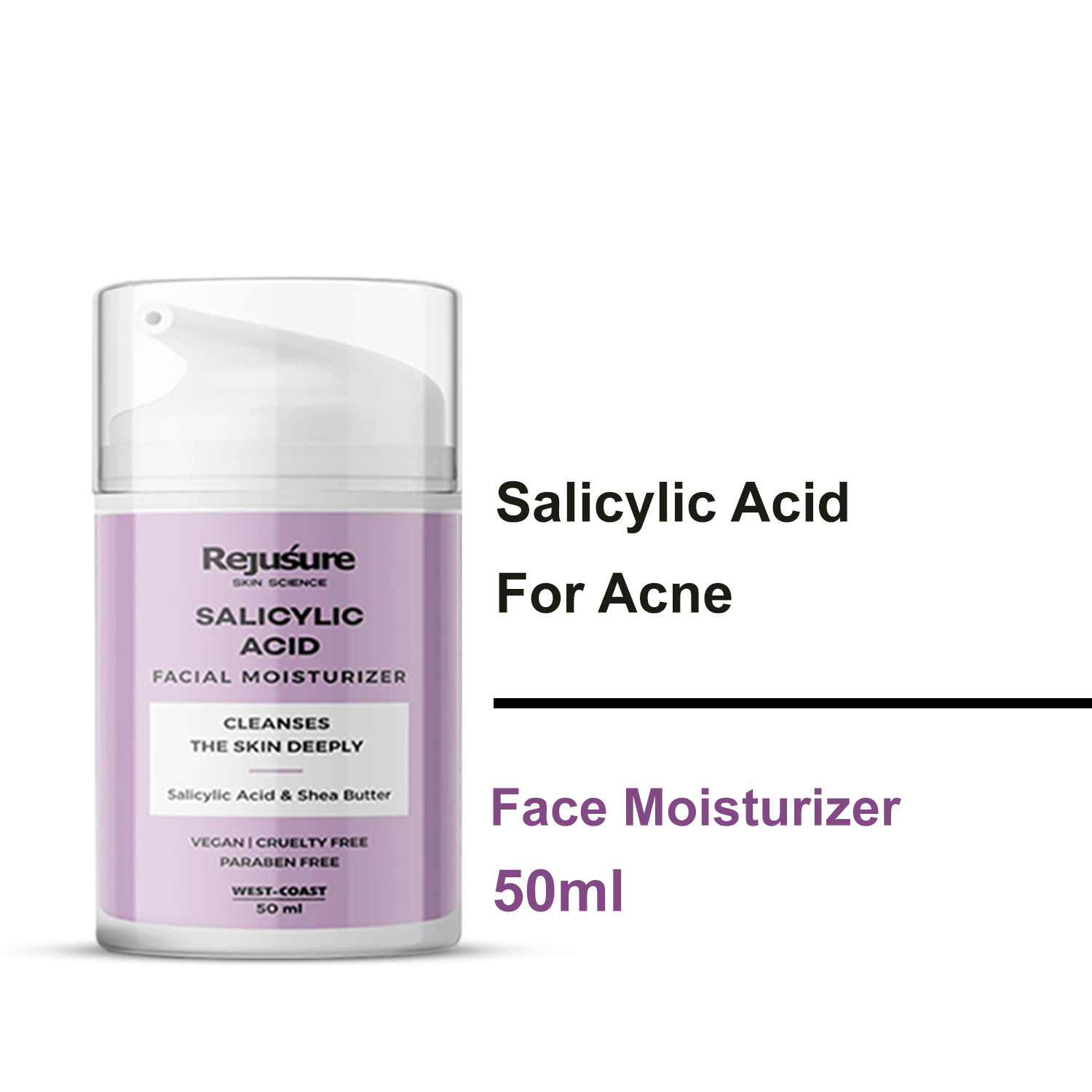 Rejusure Salicylic Acid Moisturizer Fights Breakout,Blackheads & Reduces Pores Cream for Face