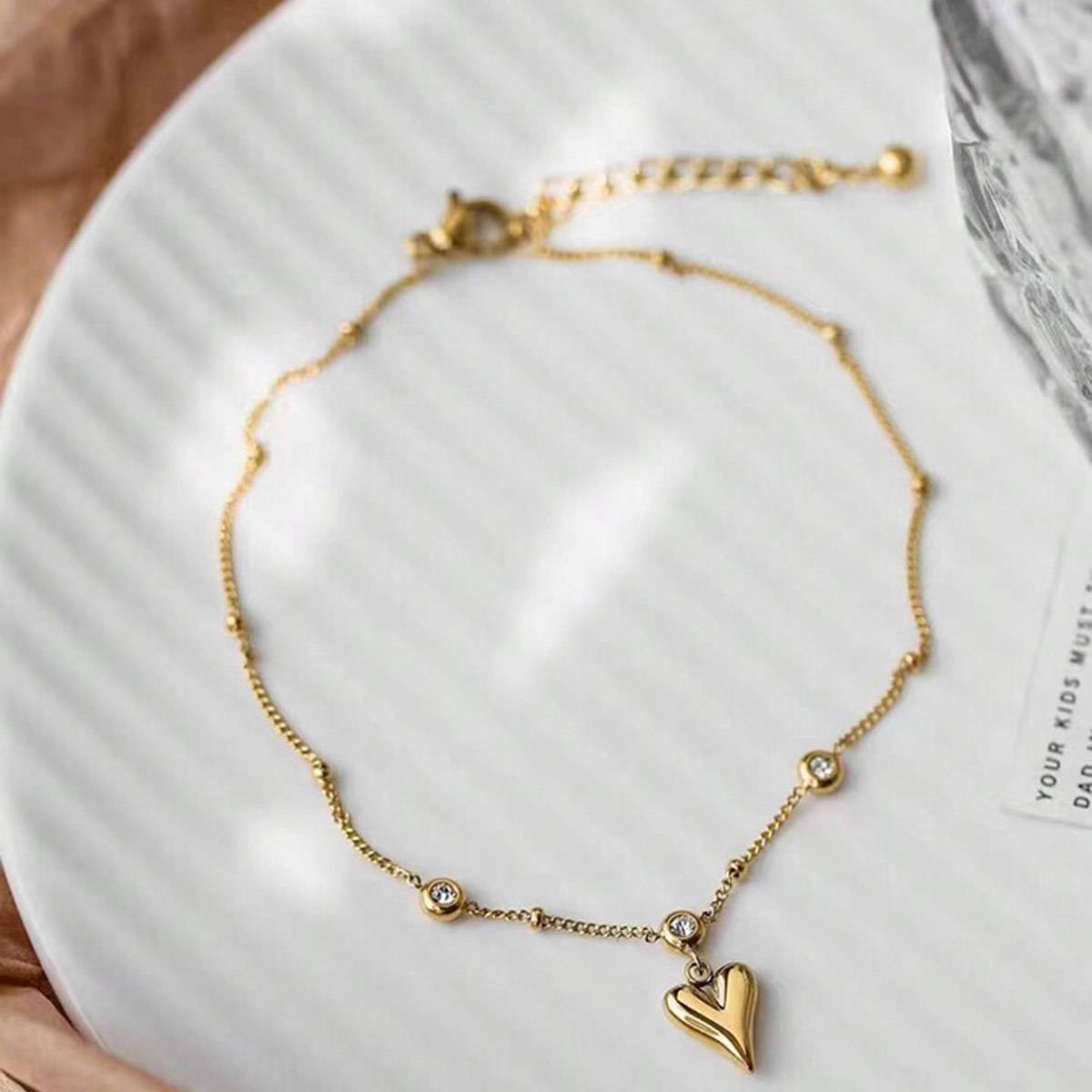 Aatmana White Gold Plated Stones Anklet