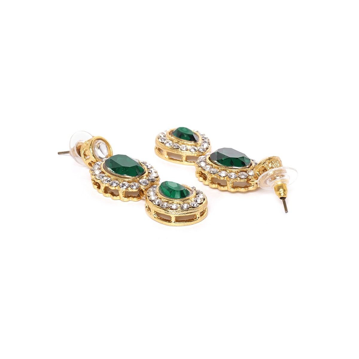 Zaveri Pearls Gold Tone Kundan & Green Stones Wedding Collection Necklace &  Earring Set (ZPFK9597)