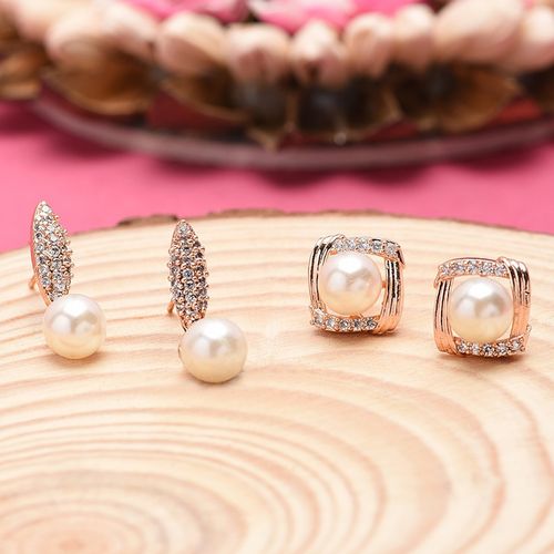 Buy Zaveri Pearls Combo Of Rose Gold Cubic Zirconia Brass Drop