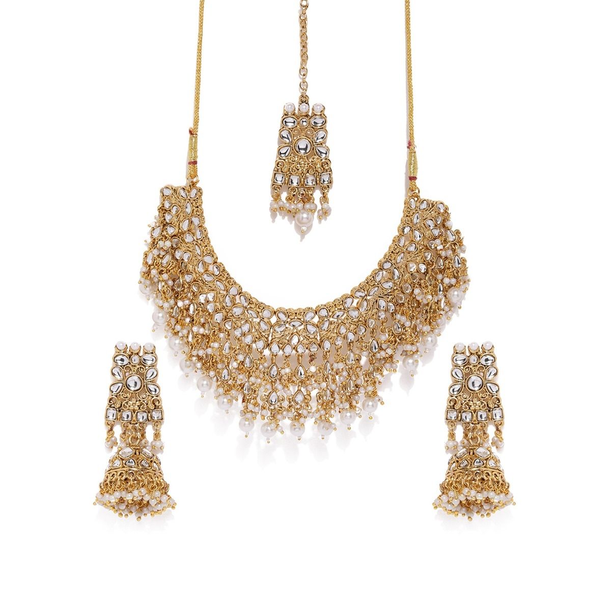 Buy Zaveri Pearls Gold Tone Kundan & Pearls Bridal Choker Necklace 