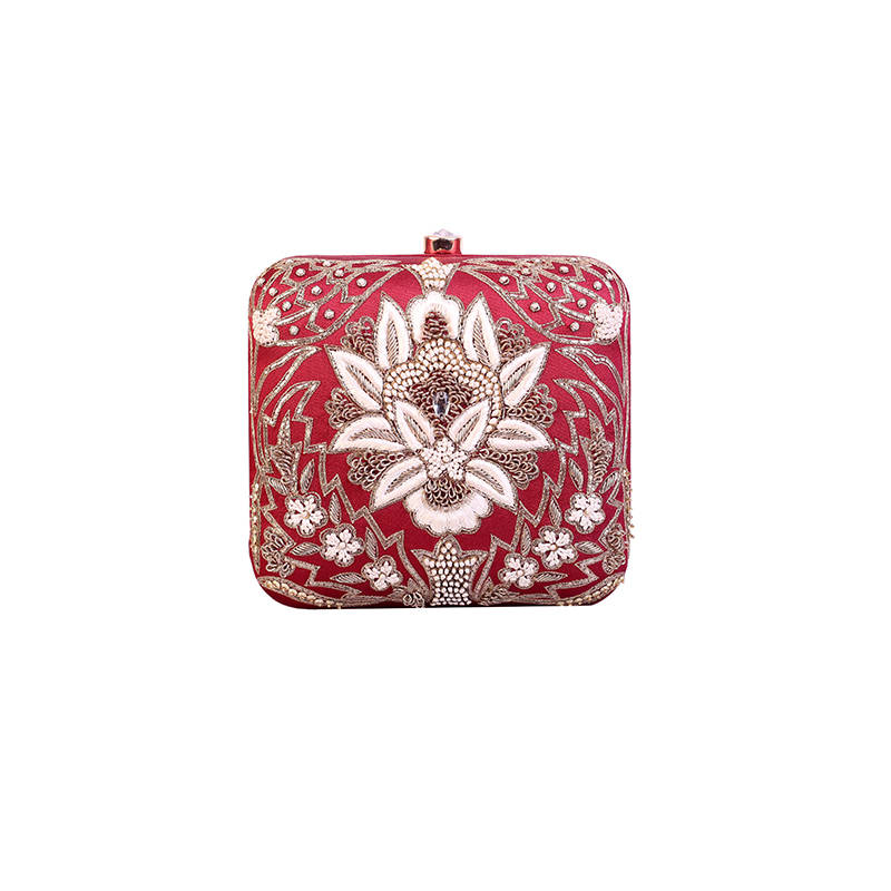 Angeline Handcrafted Maroon Master piece Clutch