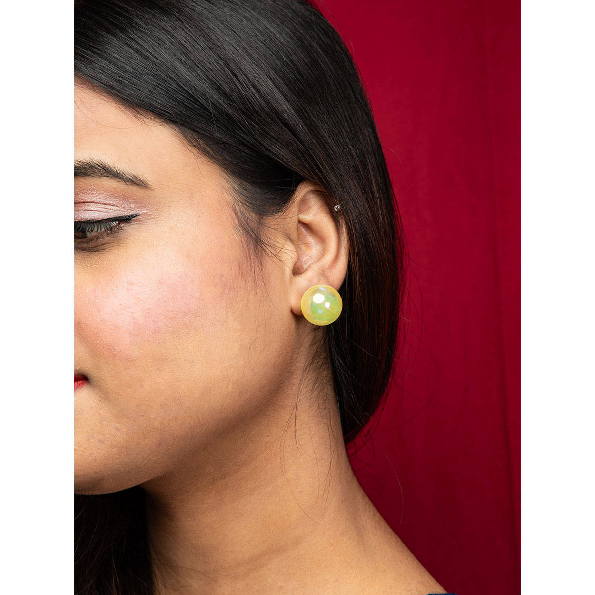 Niscka Vibrant Round Yellow Stud Earrings