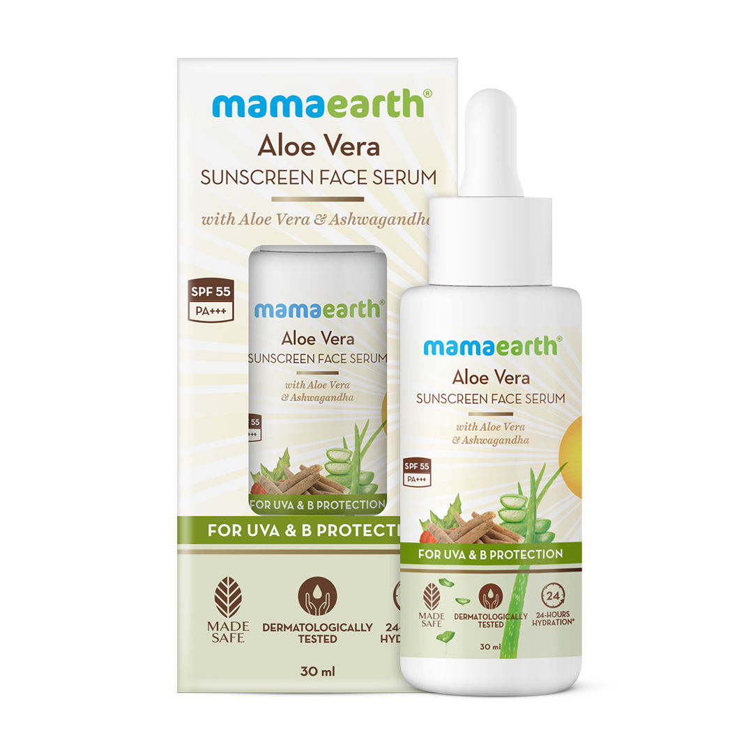 Mamaearth Aloe Vera Sunscreen Face Serum With Spf 55, For Uva& B ...