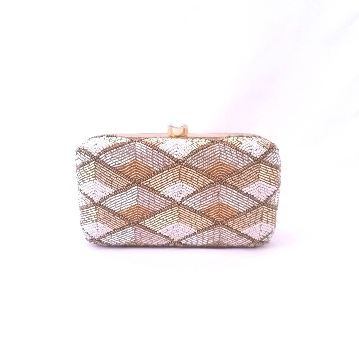 A Clutch Story Tri colored Beaded Handembroidered Clutch