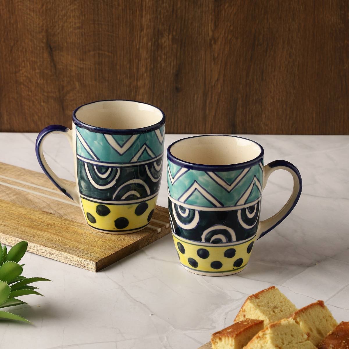 The Decor Mart Stripped Rain Mug-Set of 2