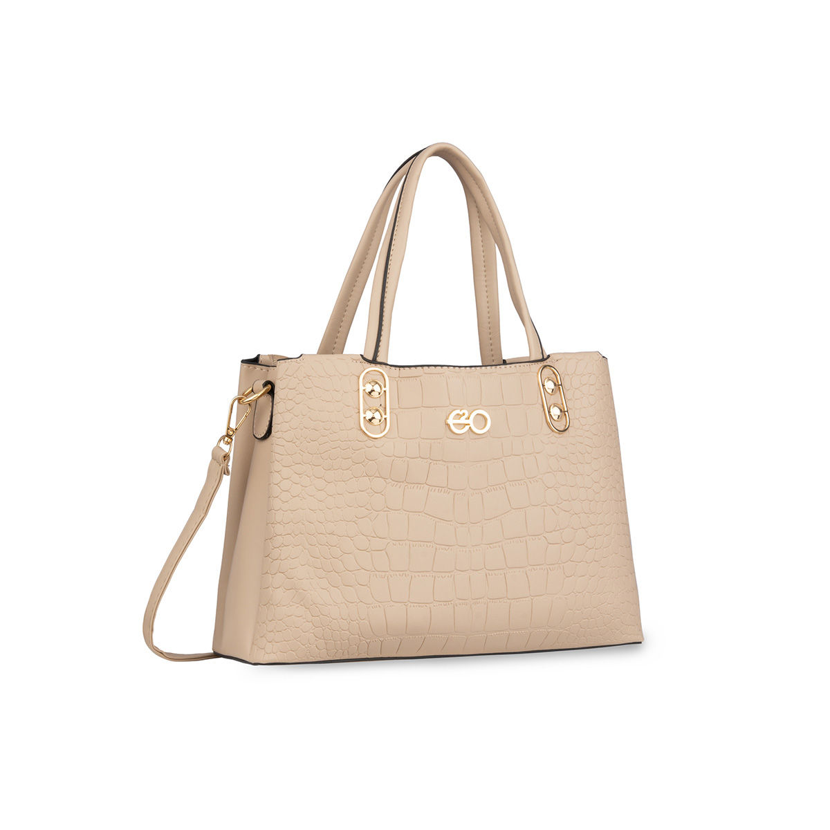 Fioretta Italian Genuine Leather Satchel Top Handle Handbag Purse For Women  - Beige