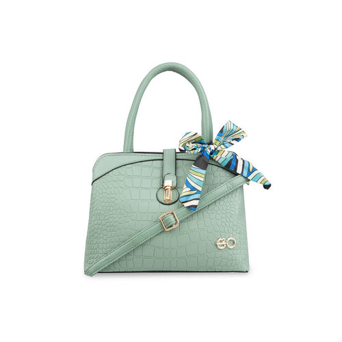 Buy E2O Croc Structured Green Satchel Handbag for Women Online