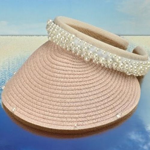 ToniQ Women Pearl Pink Summer Beach Sun Visor Hat