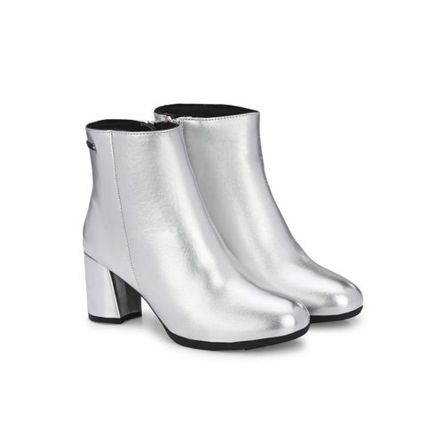 Delize Women Silver Solid Ankle Chelsea Boots (UK 3)