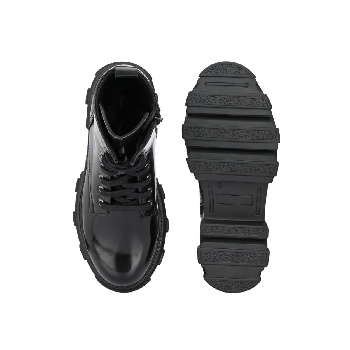 Buy Delize Women Black Solid Patent Derby Boots Online