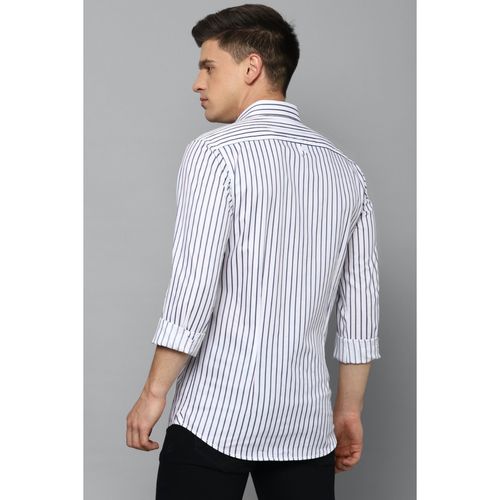 Men Navy Super Slim Fit Stripe Full Sleeves Casual Shirt
