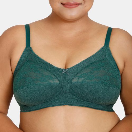 Buy Zivame Rosaline Double Layered Non Wired Full Coverage Support Bra-botanical  Garden - Green Online