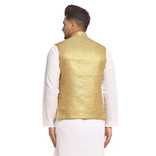 Buy TREEMODA New Designer Men Dark Golden Brocade Nehru Jacket