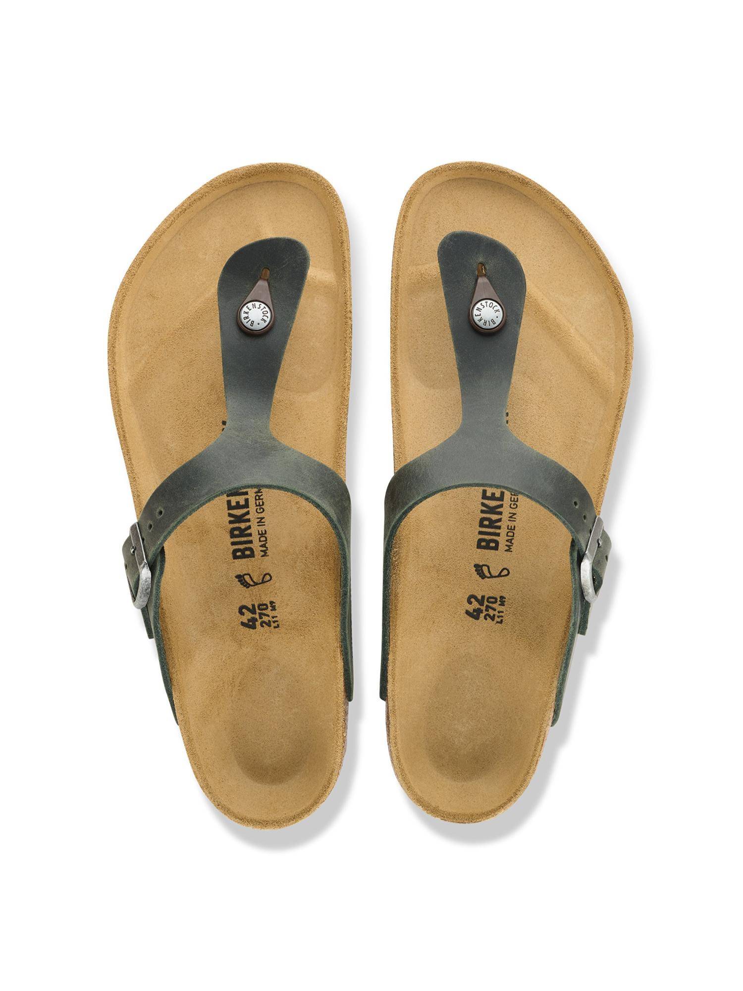 Buy Birkenstock Gizeh Unisex Regular Width Thyme Natural Leather