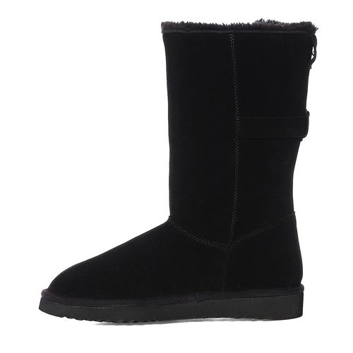 suede boots black snug boots
