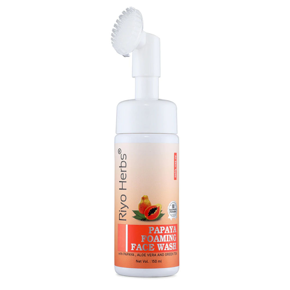 Riyo Herbs Papaya Foaming Face Wash with Attached Silicone Cleanser