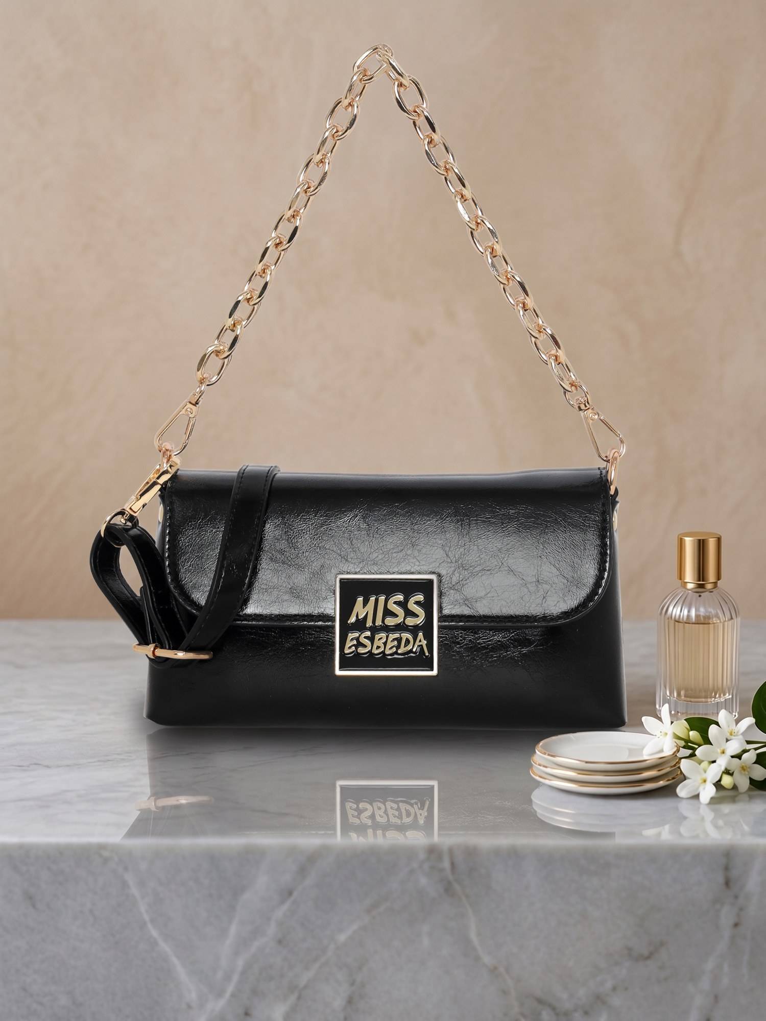ESBEDA Black Minimal Luxe Miss Sling Bag for Womens (S)