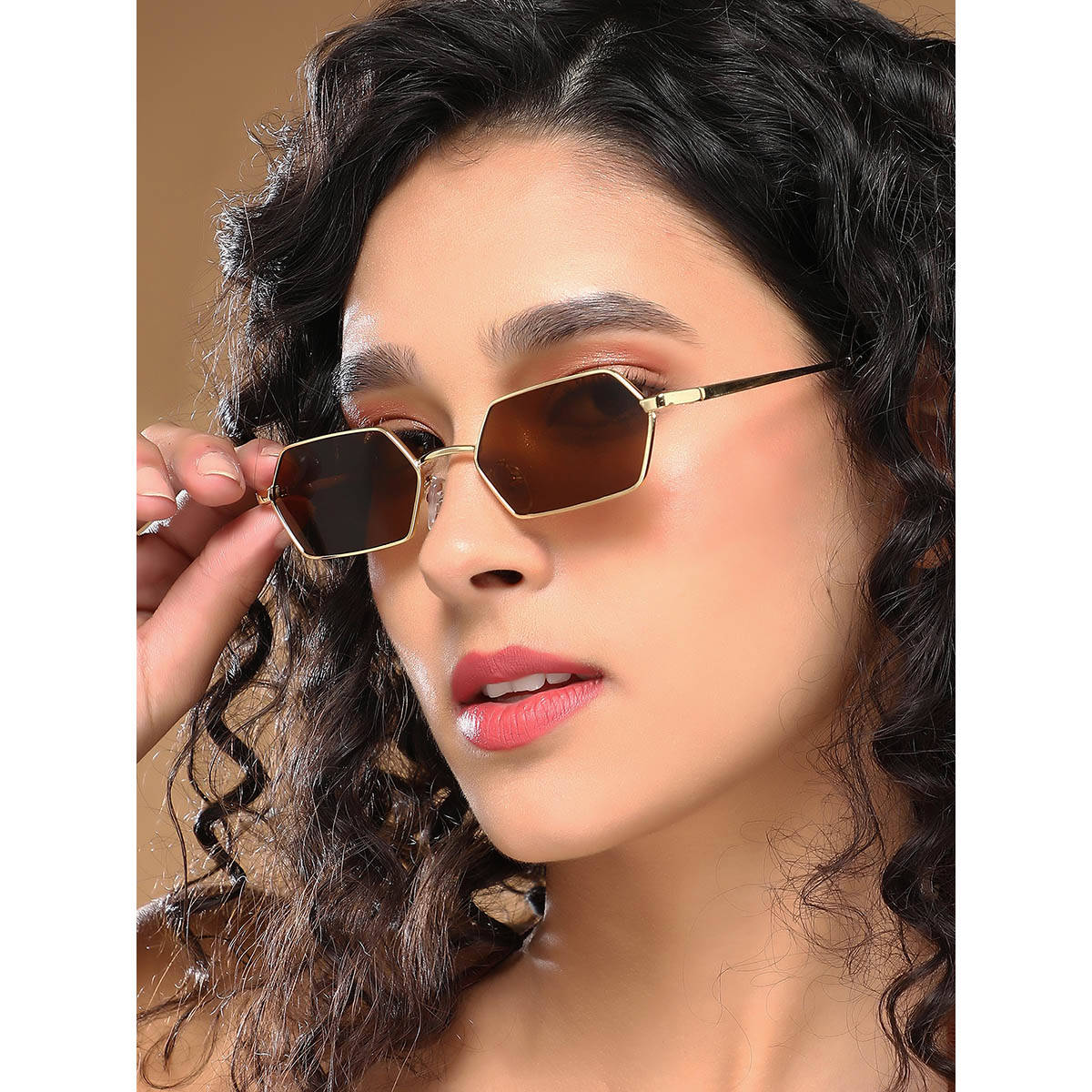 Haute Sauce Women Irregular Brown Lens Full Rim Sunglasses