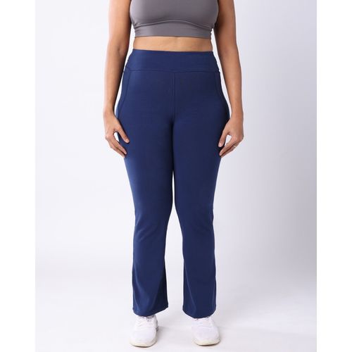 Buy Bliss Club Women Navy Blue Groove-In Cotton Flare Pants Tall with 4  Pockets Online