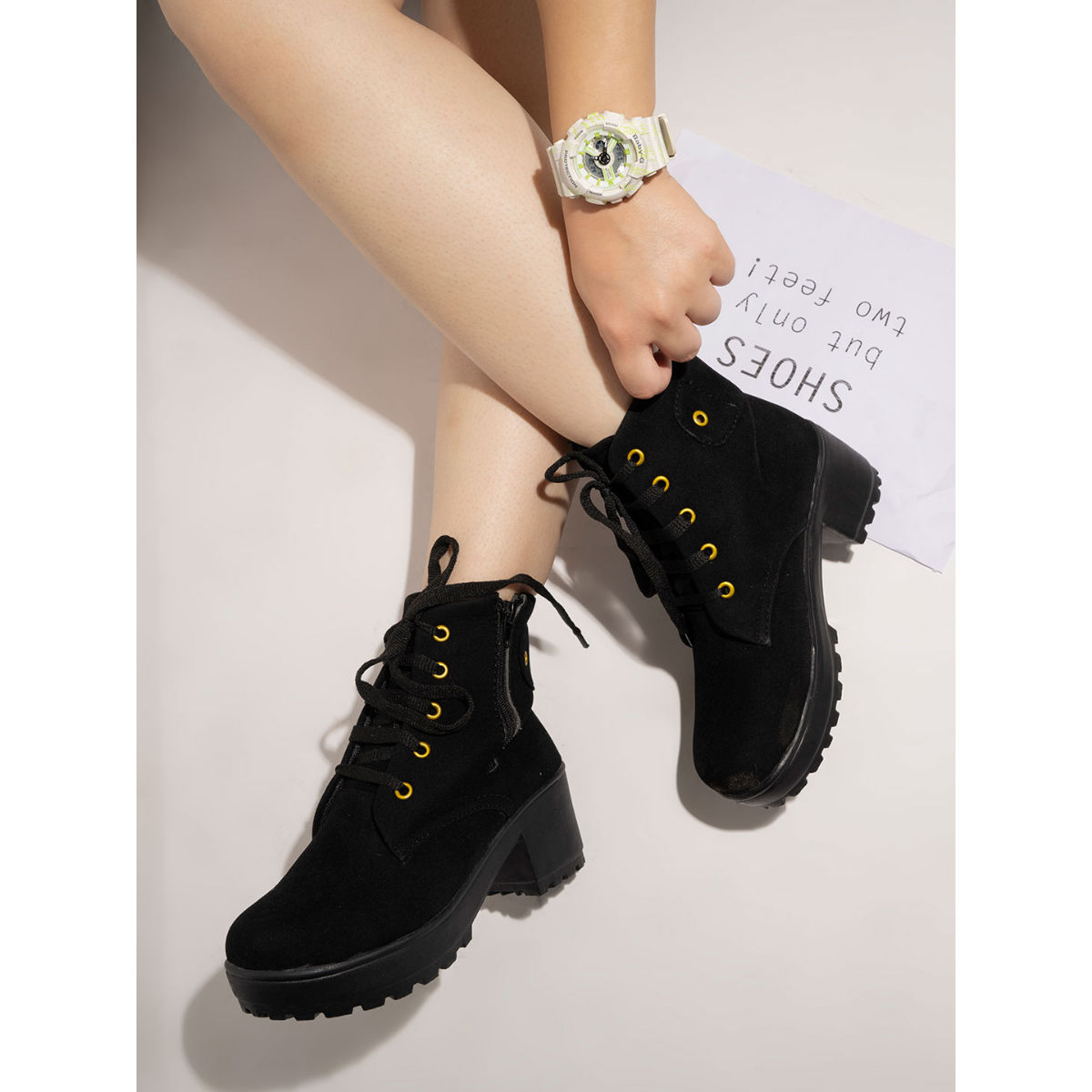 Ladies black block heel boots on sale