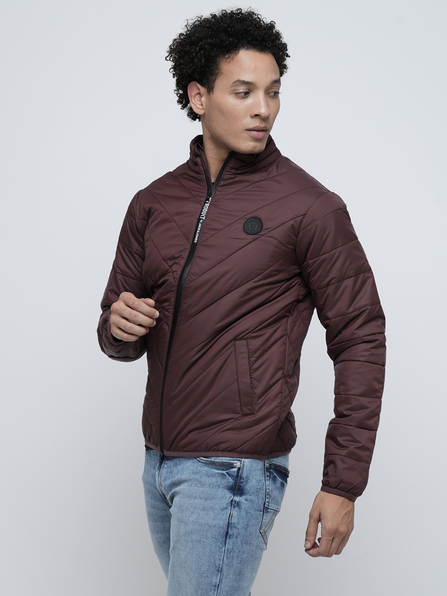 Buy Jack Jones Maroon Regular Fit Puffer Jacket Online