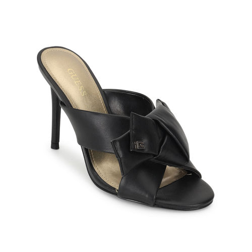 Guess Women Black Solid Sandal Heels (UK 6)