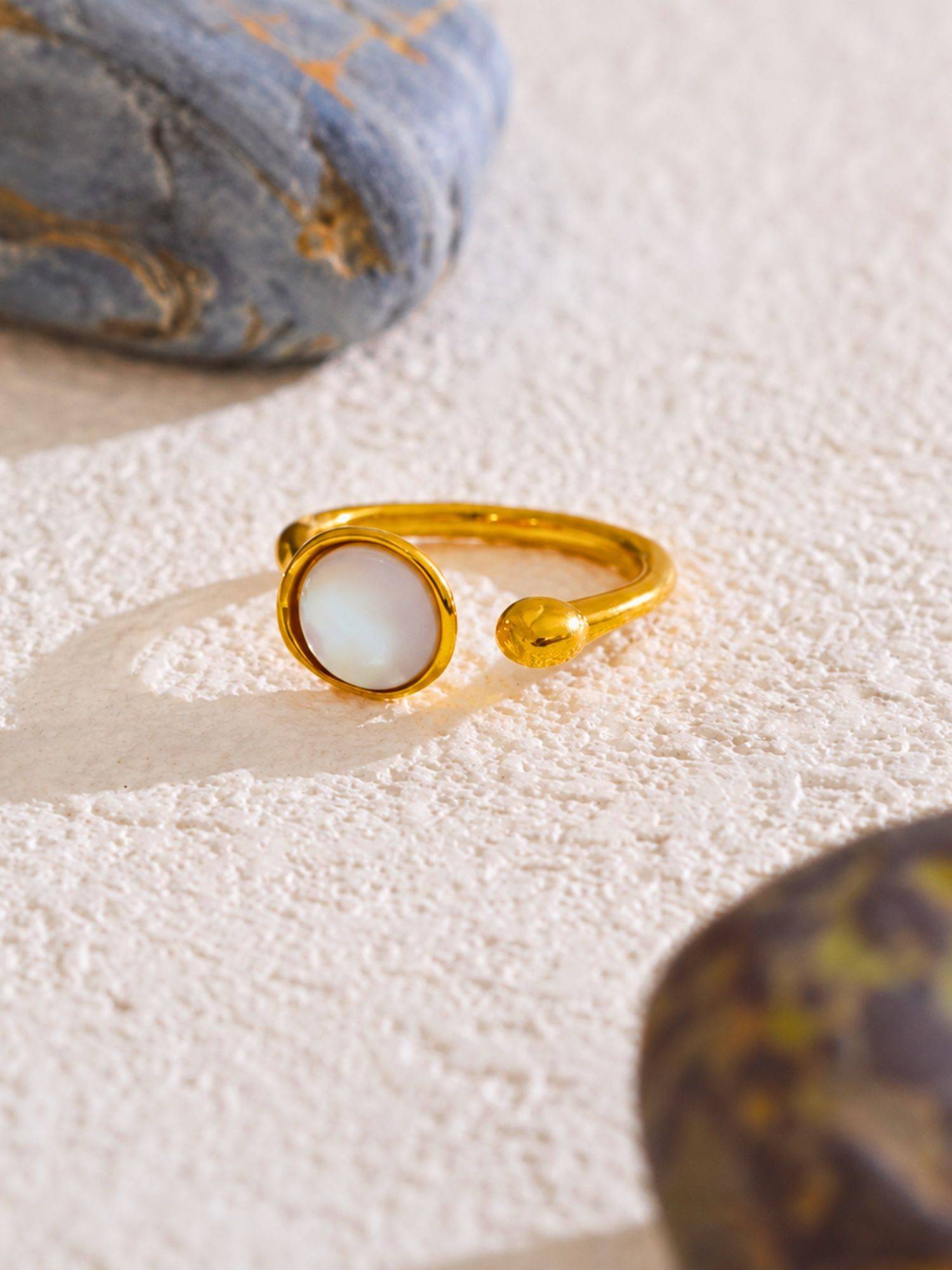 Inaya Accessories 18K Gold Plated Open Cuff Statement Ring, Lumi