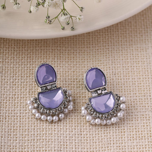 Buy Priyaasi Lavender Crystal Drop Earrings Online