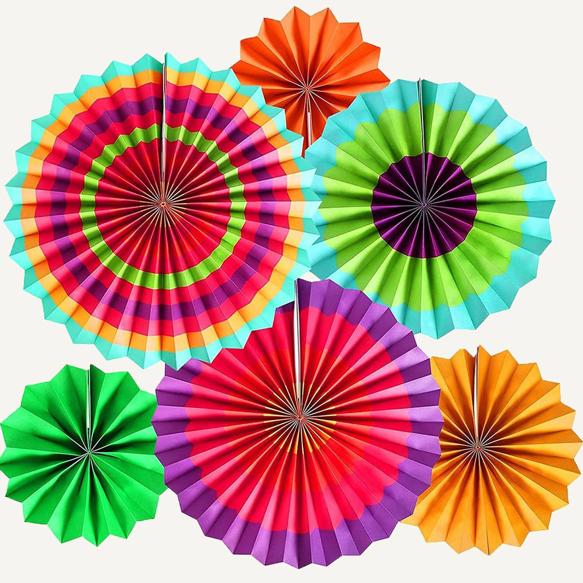 Special You Multicolor Paper Fan Decoration Set For Home Living Room- 6 Pcs