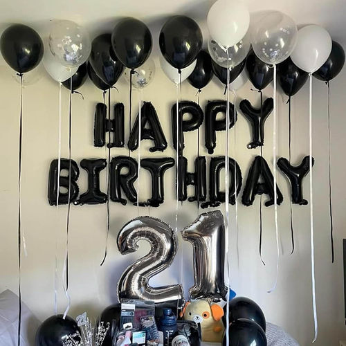 Special You 21St Happy Birthday Decoration Kit With Black White Balloons