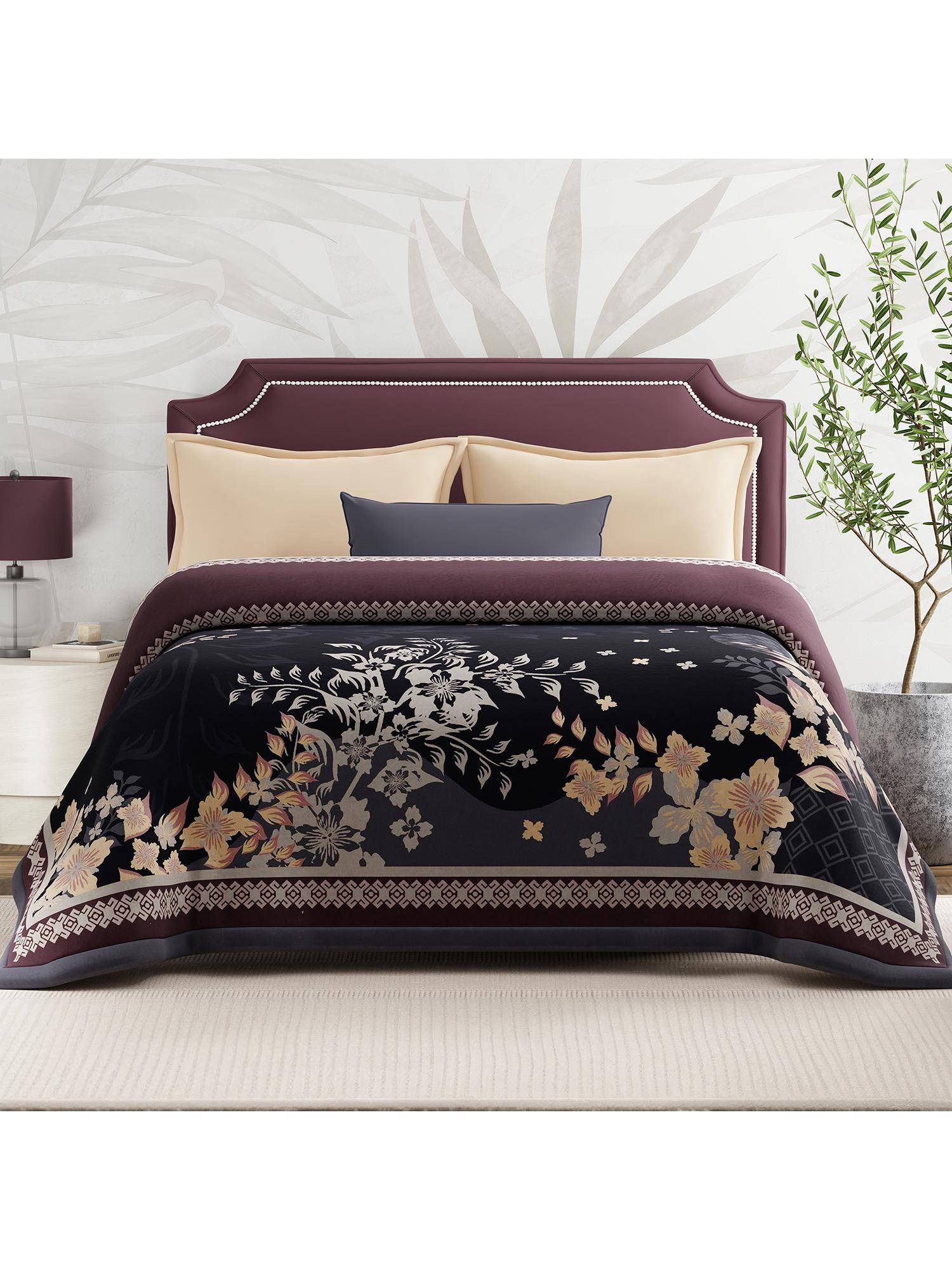 Boutique Living Luxe Loom Grey Floral Heavy Winter Double Blanket