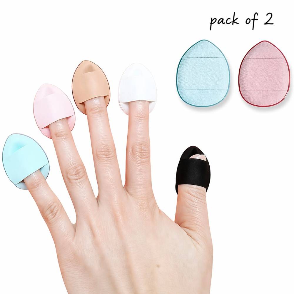 Bronson Professional Makeup Puffs - Pack Of 2 Finger Sized Cushion Applicator Beauty Blender Sponges