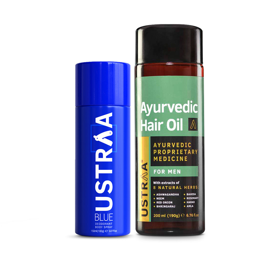 Ustraa Blue Deodorant & Ayurvedic Hair Oil