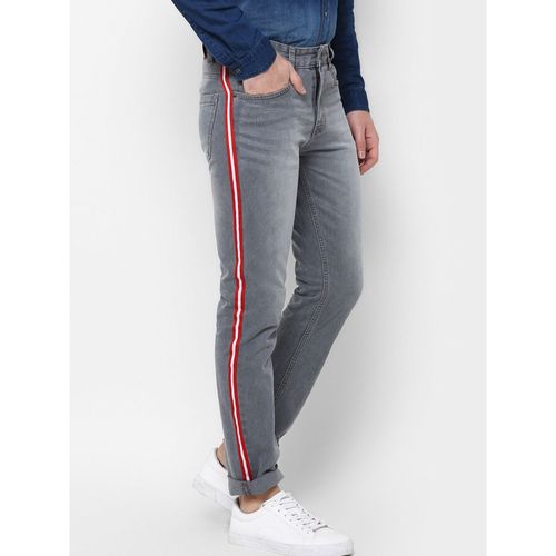 Urbano Fashion Men Grey Side Striped Slim Fit Washed Jeans Stretchable