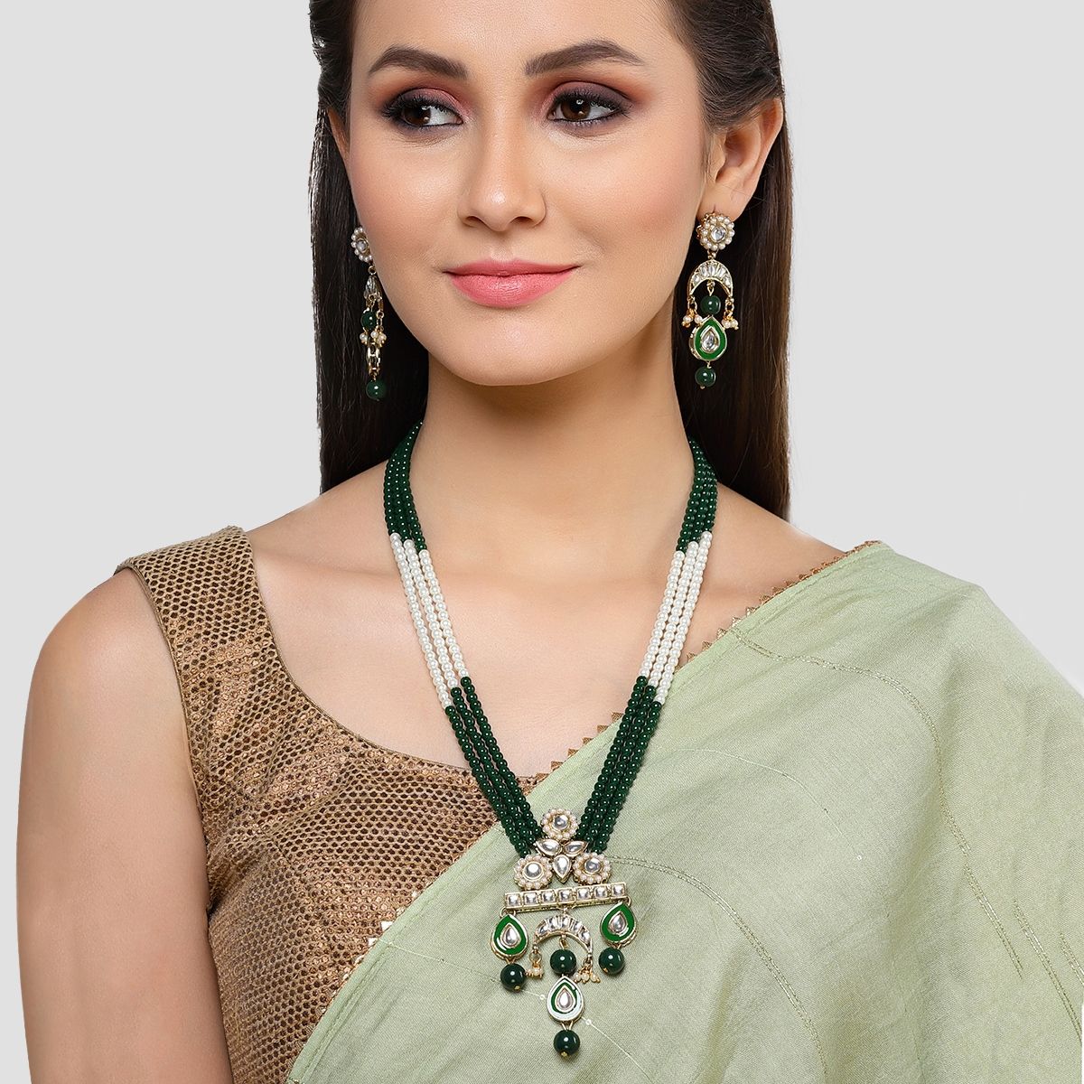 Kundan pearl rani hot sale haar necklace