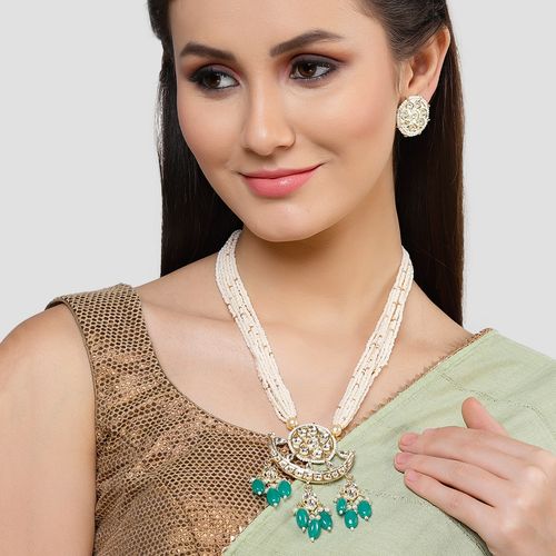 Gold Rani Rani Haar Green Long Necklace Buy Karatcart Gold