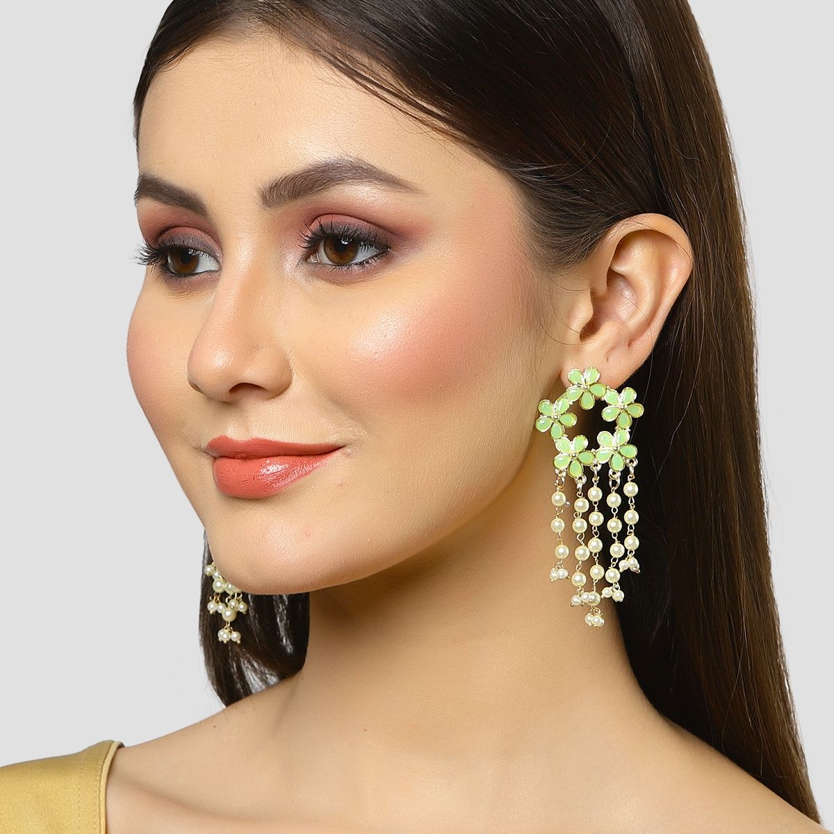 Light green deals tassel earrings