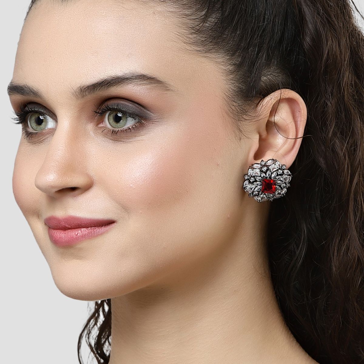 Buy Cubic Zirconia Short Earring With Rhodium Plating 427662  Kanhai Jewels