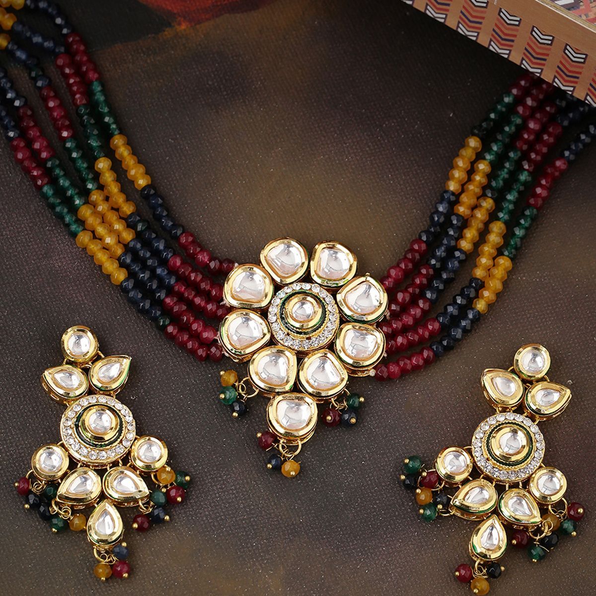 Shoshaa Multicolor Gold Tone Polki 