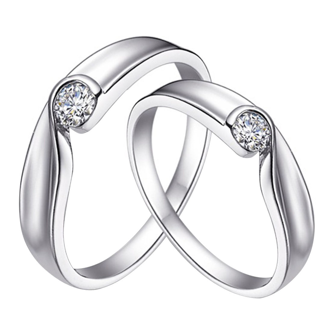 Peora Stainless Steel CZ Couple Rings Anniversary Engagement ...