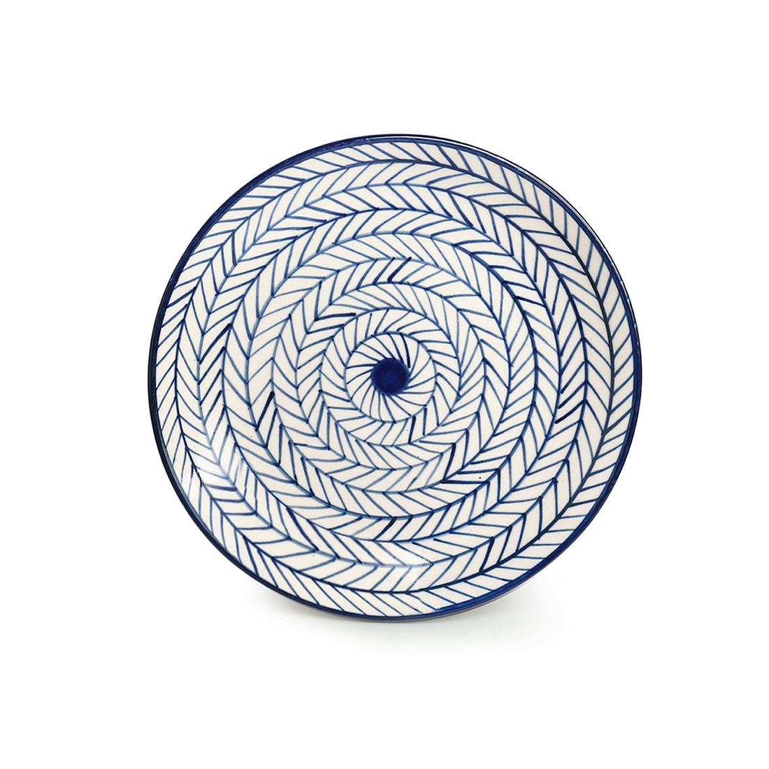 ExclusiveLane Indigo Chevron' Handpainted Ceramic Dinner Plates (Set