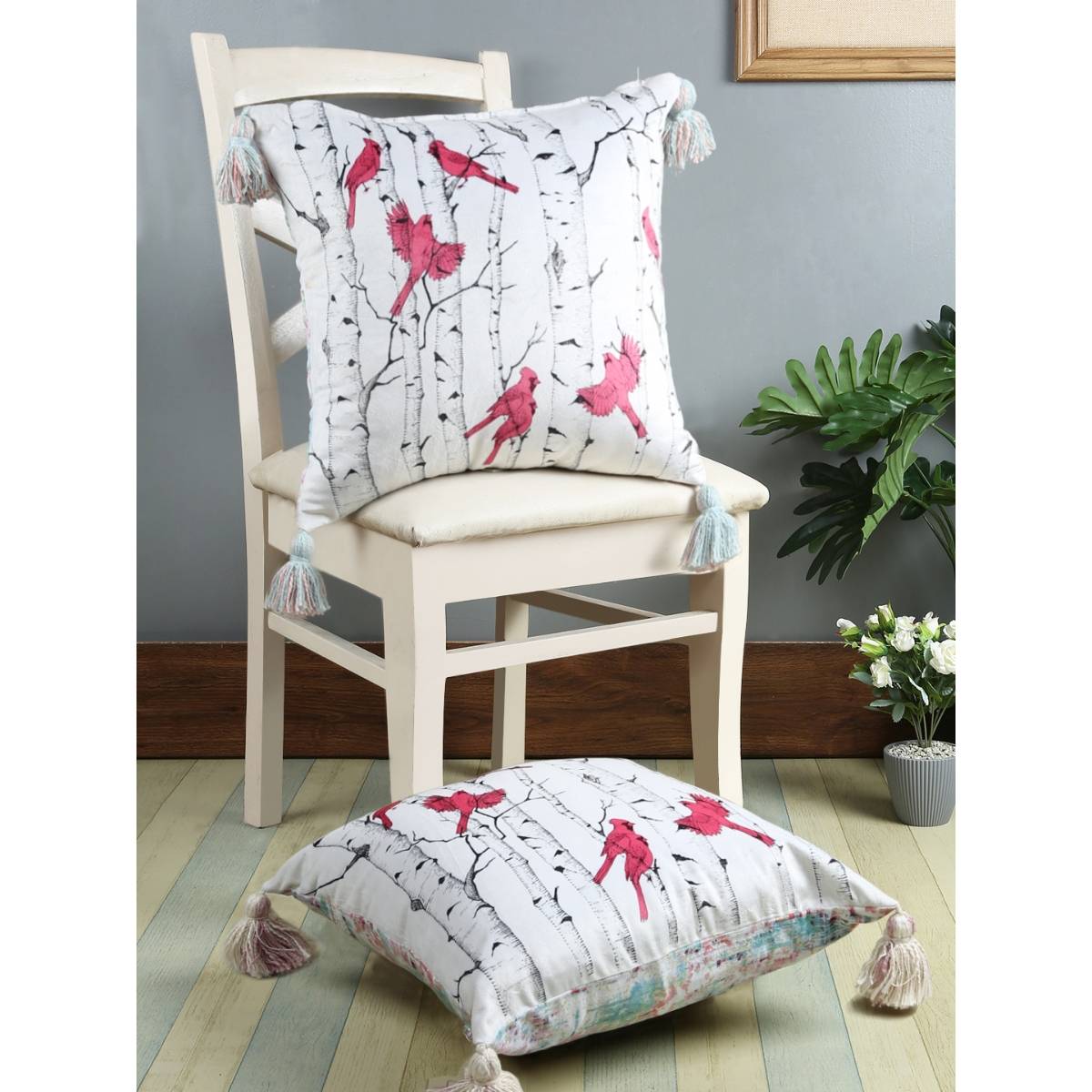 eyda Digital Print Multicolor Velvet Reversible Cushion Cover Set Of 2-18X18 Inch